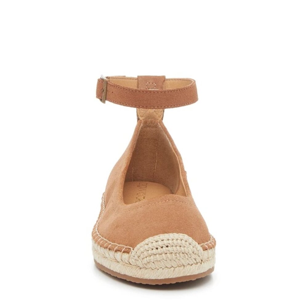 Crown Vintage Brown White Leather Round Cap Toe Espadrille Flats Size 10 - Picture 3 of 8